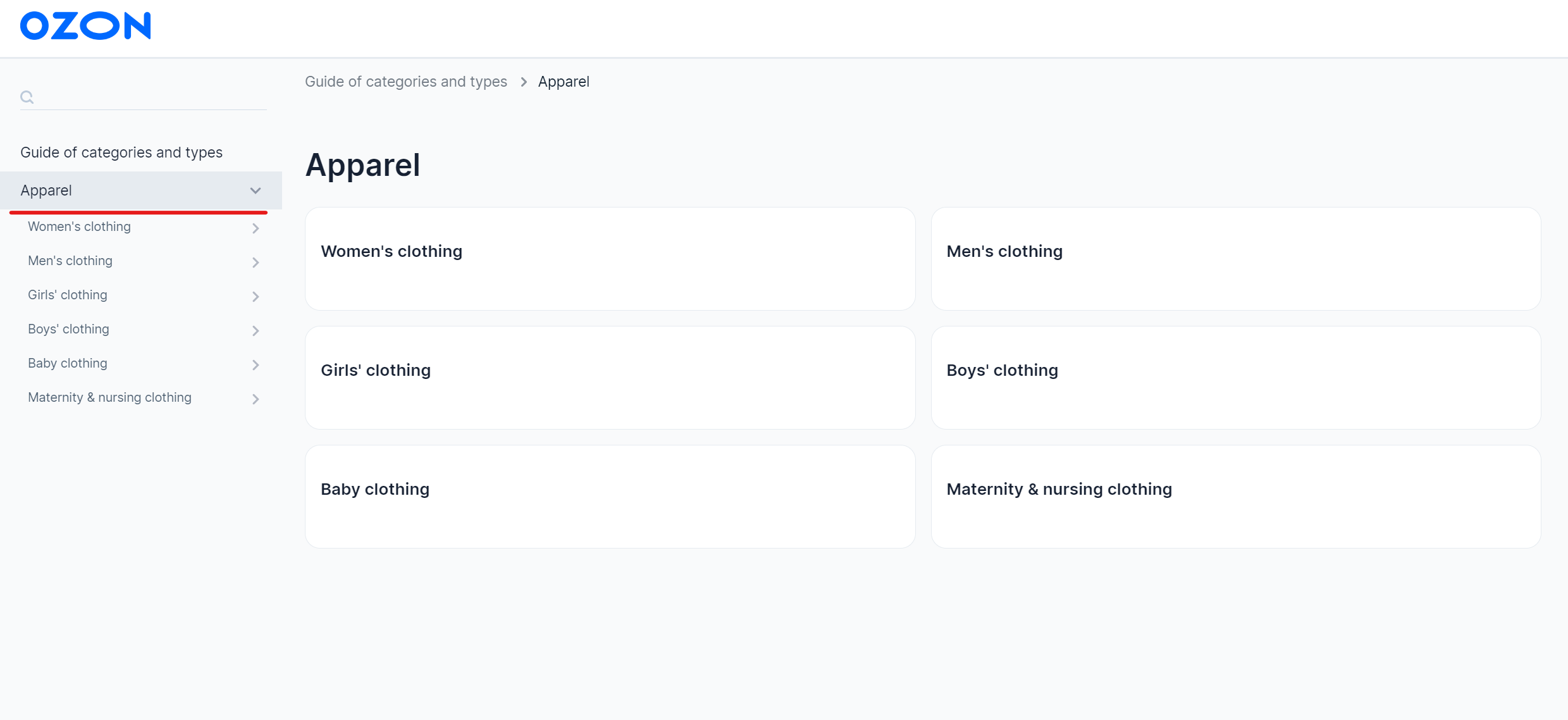 Guide Of Categories And Types Ozon Help